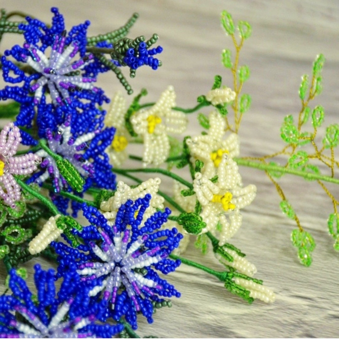 Kornblumen Blumen aus Perlen aus Perlen Bouquet aus Perlen | Etsy