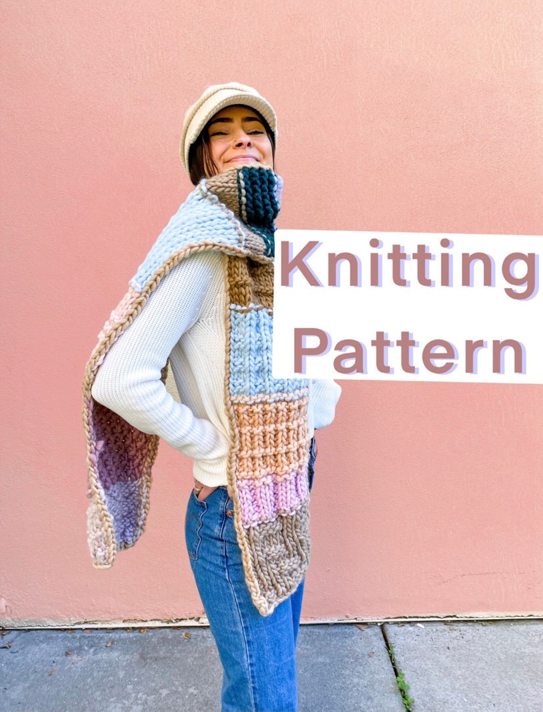 Stitchy Scarf Knitting Pattern, Chunky, Textured, Instant Download - Etsy