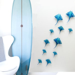 Fused Glass Stingray Wall Art: Coastal Beach House Decor