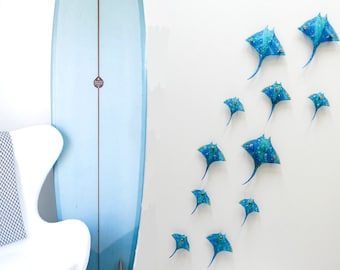 Fused Glass Stingray Wall Art: Coastal Beach House Decor