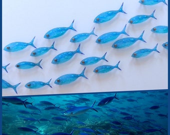 Fused Glass Fish Wall Art: 35-Piece Ocean Decor Set