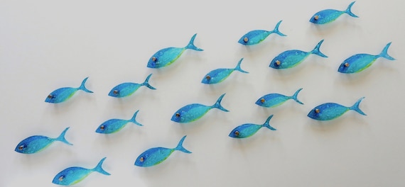 Fused Glass Fish Wall Art: Ocean Decor, 16-Piece Set