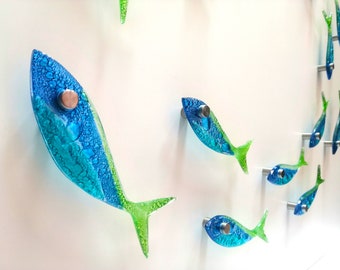 Quadri decorativi a forma di pesce in vetro fuso: decorazioni a tema marino, set da 20 pezzi