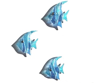 Decorazioni murali a forma di pesce angelo in vetro fuso - Set di 3