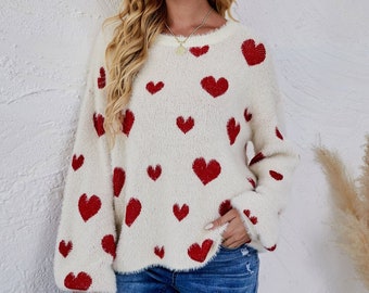white heart sweater