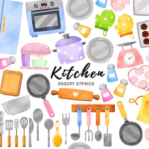 Aquarel Keuken Clipart / Koken Clipart / Bakken Clipart / Koken Clip Art / Bakkerij Clipart / Bakker Clipart / Food Clipart