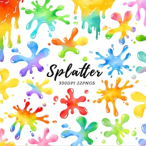 Acuarela Splatter Clipart / Splats Clipart / Rainbow Paint Splashes / Paint Splat Clipart / Paint Clipart / Paint Splatter