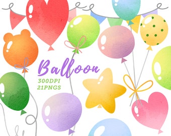 Watercolor Balloons Clipart / Instant Download / Party balloons / Birthday Party / Invitation Clipart / Celebration / Festive / Kid's Party