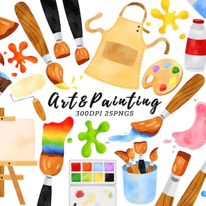 Aquarel Paint Brush Clipart / Paint Clipart / Brush Clipart / Art Clipart / Paint Tubes / Artist Clipart / Instant Download