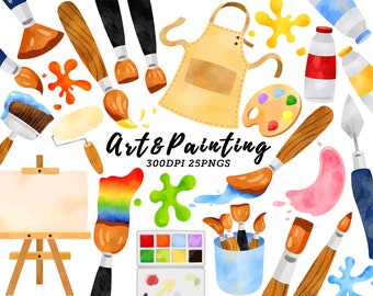 Watercolor Paint Brush Clipart / Paint Clipart / Brush Clipart / Art Clipart / Paint Tubes / Artist Clipart / Instant Download