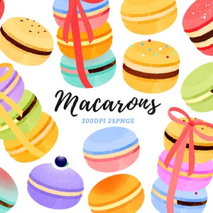Aquarell Macarons Clipart / Dessert Download / Instant Download / Französische Macarons / Kekse / Gebäck / Süße Macarons / Sprinkles