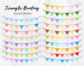 Watercolor Triangle Bunting Clipart / Triangle Banners / Watercolor Banners / Planner Supplies / Instant Download / Commercial Use