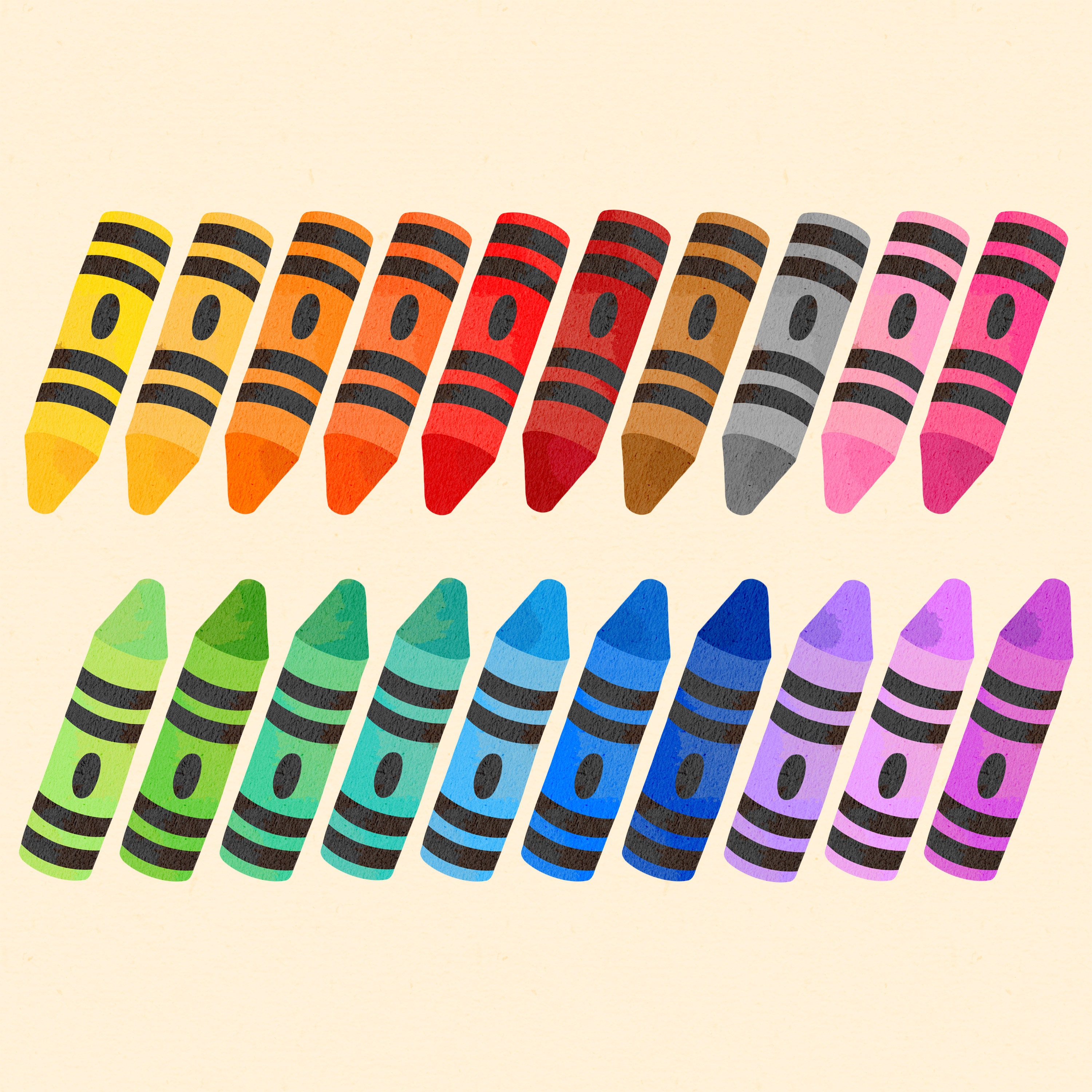 Watercolor Crayons Clipart / Back to School Teachers Clip Art / Art