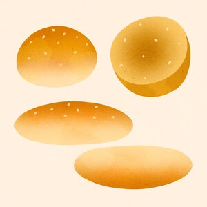 Watercolor Burgers Clipart / Fast Food Download / junk food / Instant Download / Party Invites / Grill Night / Cookout / Barbecue image 3