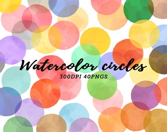 Watercolor Circles Clipart / Watercolor Clipart dots / Dots Download / Instant Download / Colorful Spots / Commercial Use / PNG clipart