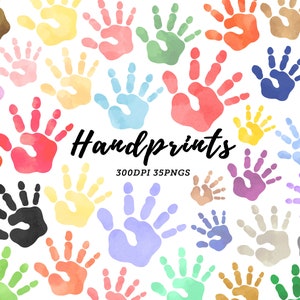 Aquarel Handprint Clipart / Hand Clipart / Geschilderde wijzers / Handprint Png / Kinderen clipart / Planner Clipart / Instant Download
