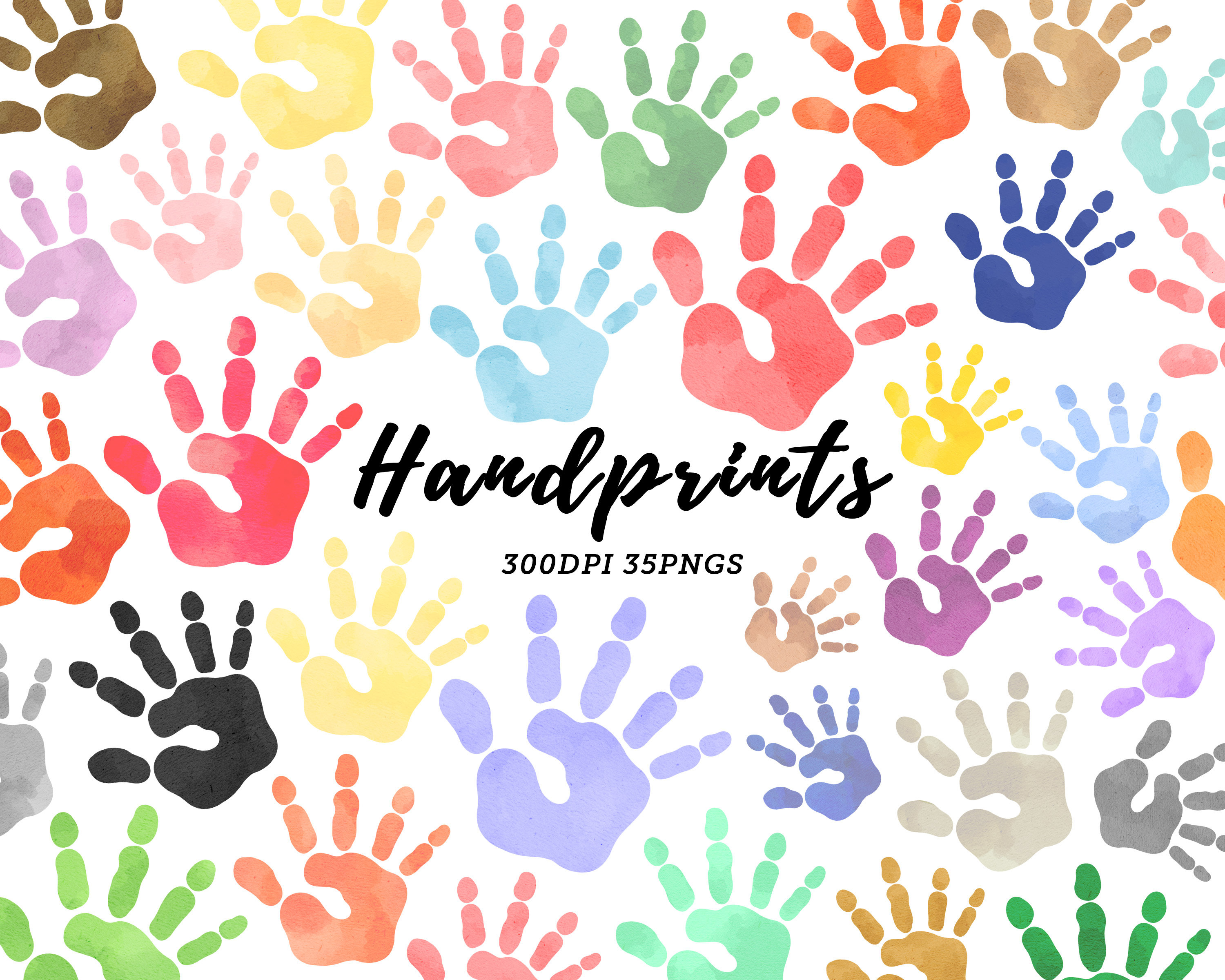 Watercolor Handprint Clipart / Hand Clipart / Painted Hands / Handprint Png  / Children Clipart / Planner Clipart / Instant Download - Etsy