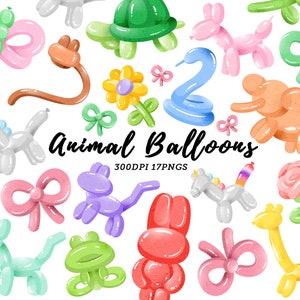 Aquarel Dierlijke Ballonnen Clipart / Ballon Clipart / Hond ballon / Dier Clipart / Party Clipart / Verjaardag Clipart / Instant Download
