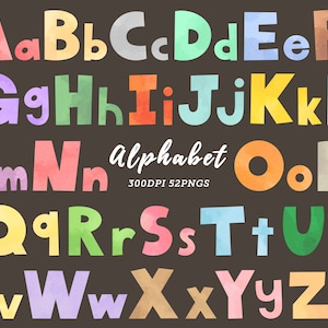 Clipart de alfabeto de acuarela / Clipart de alfabeto / Clipart de letras / Clipart de alfabeto digital / Escuela primaria / Descarga instantánea