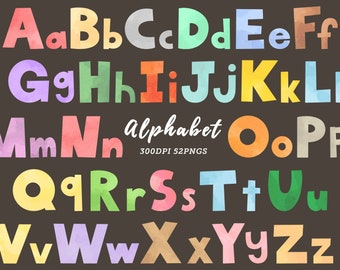 Watercolor Alphabet ClipArt / Alphabet clipart / Letters clipart / Digital alphabet clipart / Elementary School / Instant Download