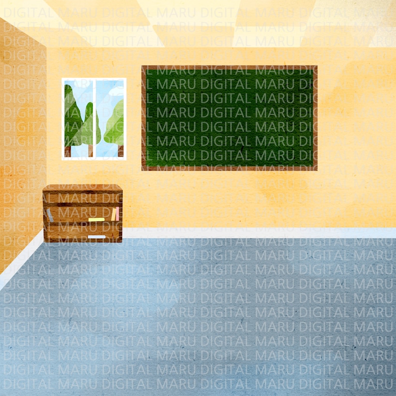 Watercolor Classroom Clipart / Classroom illustration / Classroom Scene / School clipart / Children's Education / Instant Download image 4