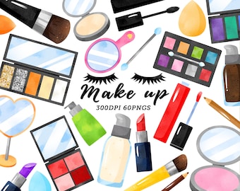 Watercolor Makeup Clipart / Beauty Clipart / Cosmetics Clipart / Lipstick Clipart / Fashion Clipart / Blush / Commercial Use
