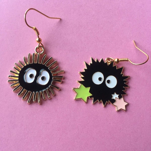 Novelty Enamel Soot Sprite Earrings