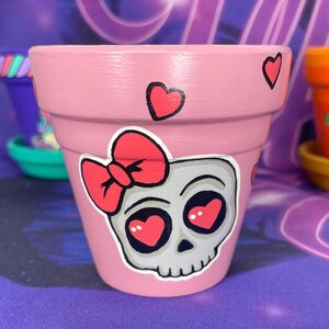 Hand Painted Plant Pots, Mini Pots, Unicorn, Sugar Skull, Cowboys, Purple, Mary Jane, Cactus