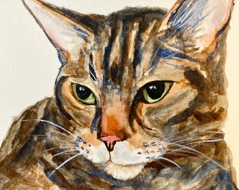 Custom Cat Portrait, Custom Pet Portrait, Original Watercolor Pet Painting, Personalized Gift, Cat Painting, Cat Lover