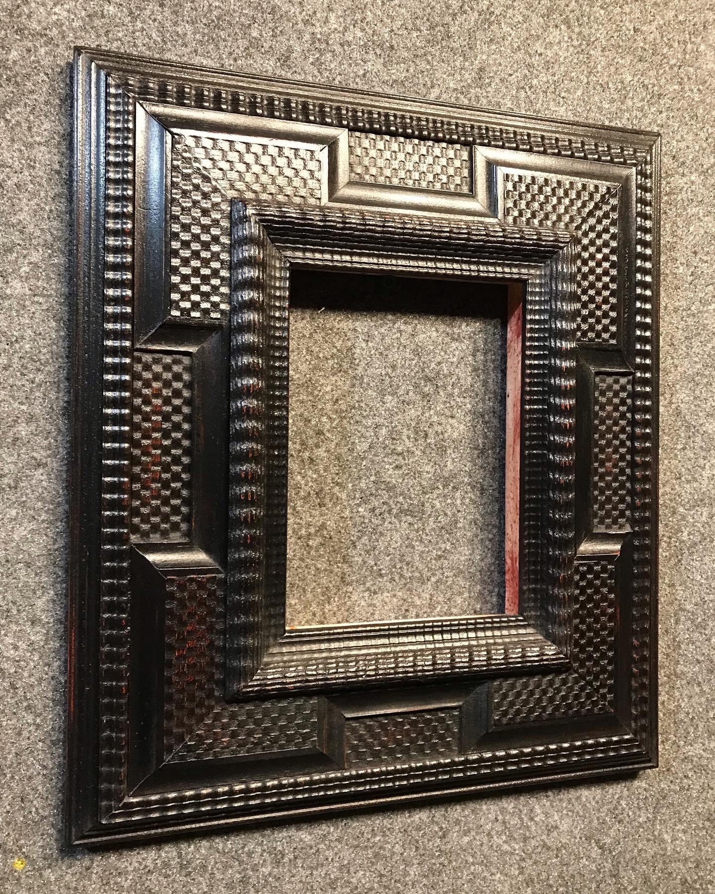 17th Century Dutch Style Ripple Molded Frame With dutch or flemish Corners and Basketweave