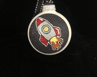 Hand Painted Rocket Personalized Ornament