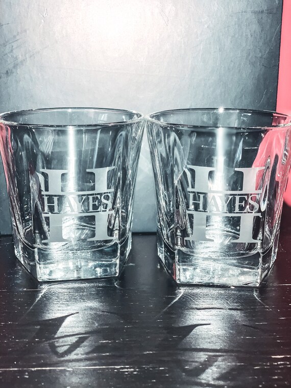 Custom Etched Whiskey Glasses Groomsmen Gifts Father's Etsy