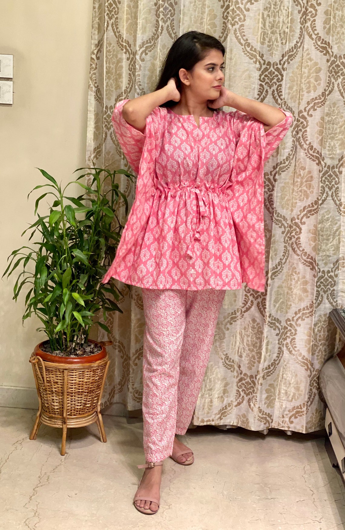 Cotton printed Kaftan pyjama set Etsy