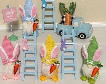 Easter Gnome, Spring Gnome, Easter Bunny Decoration Bunny Gnome with Carrot 7.5” Shelf Sitter Tiered Tray gnome bunny, gnome with bunny ears