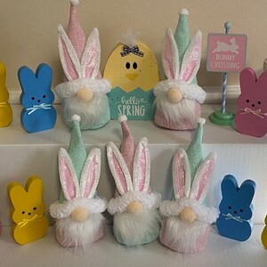 Easter Gnomes - Mini Easter Bunny Gnome - Spring Gnome - Easter Tiered Tray - Spring Tray Decor - Choose from Pink or Green/blue or both!