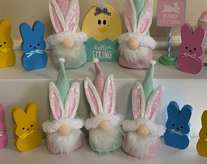 Easter Gnomes - Mini Easter Bunny Gnome - Spring Gnome - Easter Tiered Tray - Spring Tray Decor - Choose from Pink or Green/blue or both!