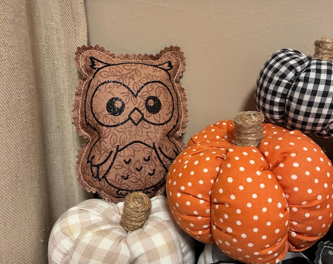 Cute Owl Decor - 5” fabric Owl - Fall Decor Mini Pillow - Leaners - Tiered Tray Decor - 5" Bowl Fillers - Mini Pillows -  Autumn Halloween
