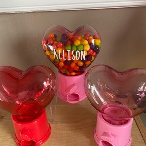 Personalized CANDY DISPENSER Heart Shaped Valentine's Day Gift for Kids Viral TIKTOK Heart Candy Dispenser Pink Or Red Your Choice