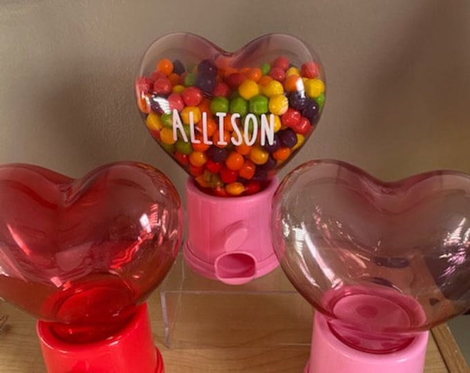Personalized CANDY DISPENSER Heart Shaped Valentine's Day Gift for Kids Viral TIKTOK Heart Candy Dispenser Pink Or Red Your Choice