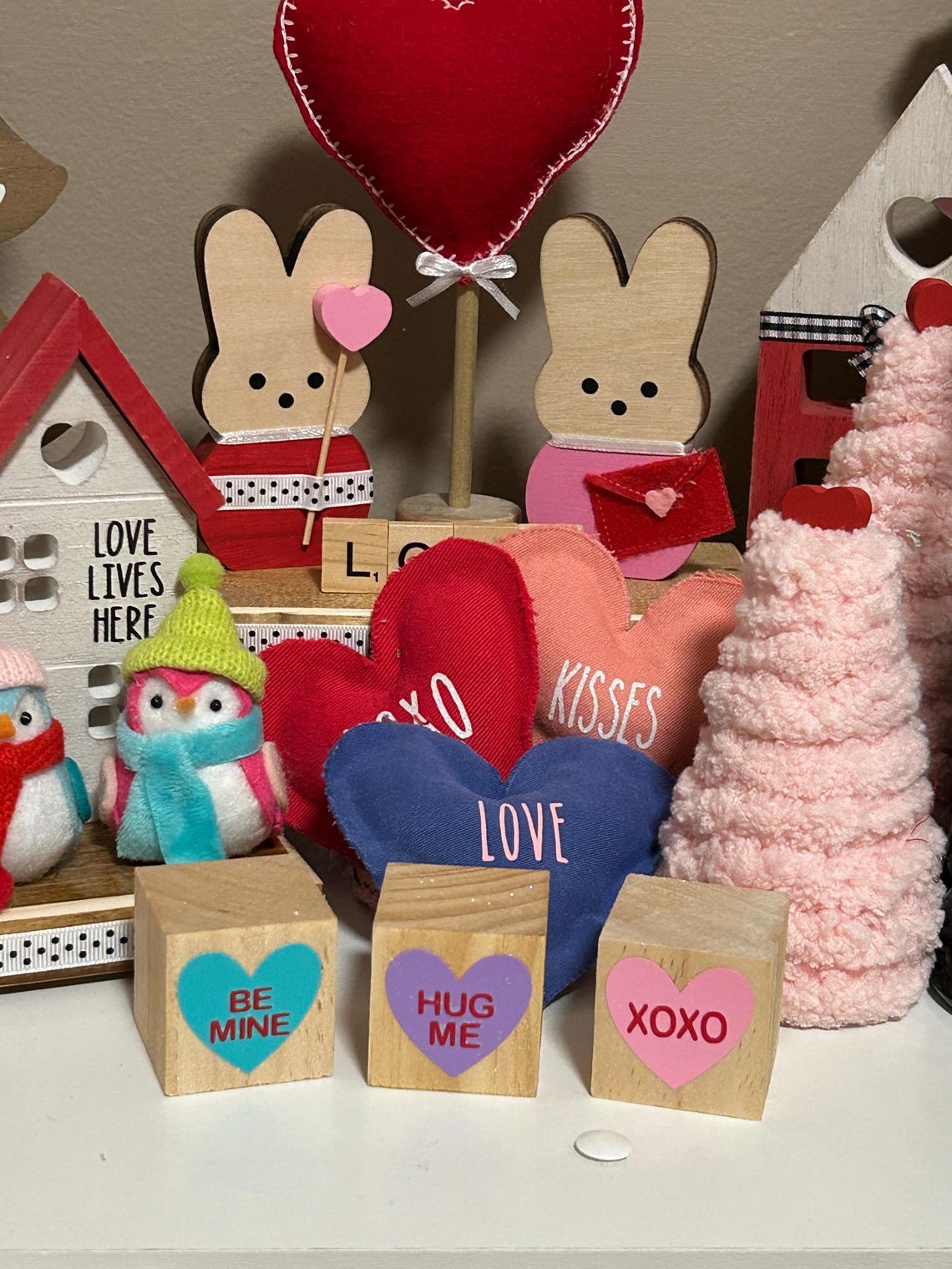 Conversation Heart Blocks - Set of 3 Wood Blocks - Cubes Wooden Blocks ...