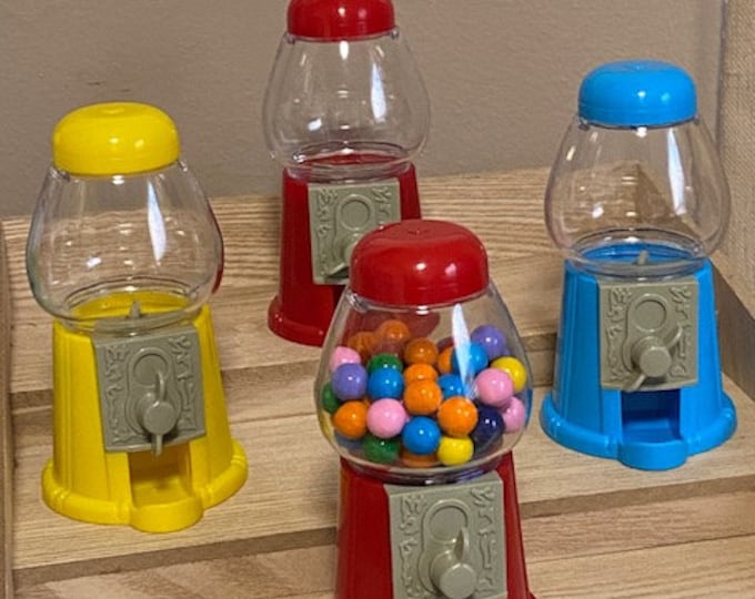 Mini Gumball Machine Candy Dispenser Choice of Color 5" RED Blue YELLOW or WHITE Can be Personalized Kids Toy Party Favor