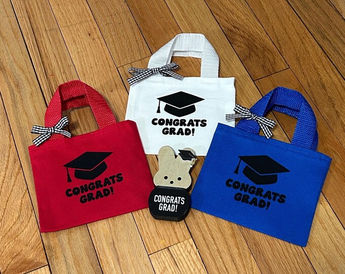 Grad Gift Bag- Gift Card Holder - Bunny Cake Topper Graduation CONGRATS GRAD Wood bunny Graduation decor Tiered Tray Graduation decoration