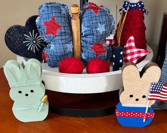 Patriotic Butterflies - Clothespin Butterfly - Red White and Blue Fabric  Butterfly tiered tray butterfly Stars and Stripes