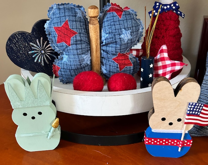 Patriotic Butterflies - Clothespin Butterfly - Red White and Blue Fabric  Butterfly tiered tray butterfly Stars and Stripes