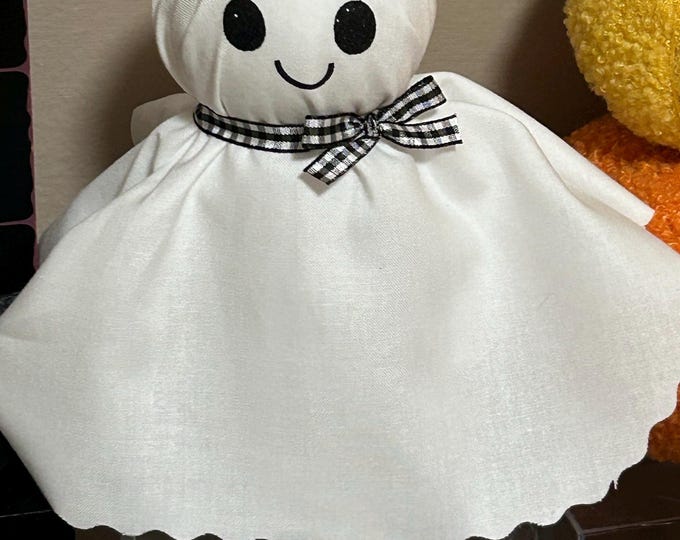 Cute and Spooky Ghost - Bottle Ghost - Halloween Tiered Tray Decor - Fabric Covered Bottle Smile Decoration Recycled   Plastic Bottle Ghost