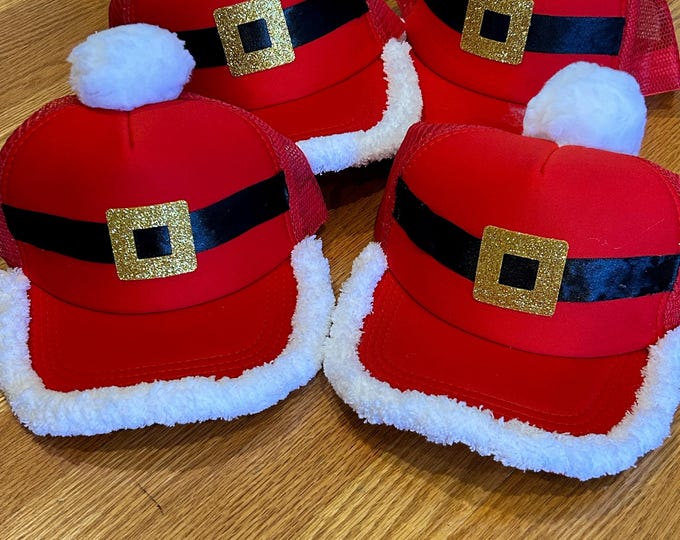 Christmas Trucker Hat - Santa Baseball Cap - Red and White Fun Santa Hat - Father's Day Gift - Gag Gift - Silly Santa Hat - Adjustable Cap