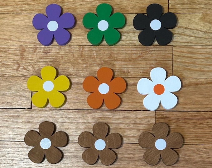 Fall Wood Daisies - Standing Flowers - Set of 3 Flowers Fall Tray - Tiered Trays - Wood Flowers - Wooden Daises - Standing Daisies Halloween