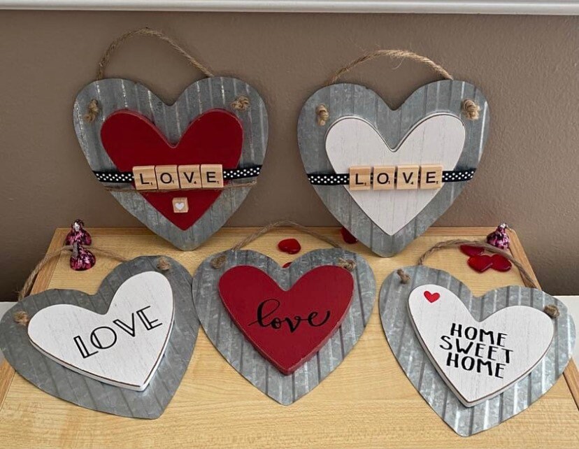 Tin Man's Galvanized Metal Heart Set of 2 by HomArt