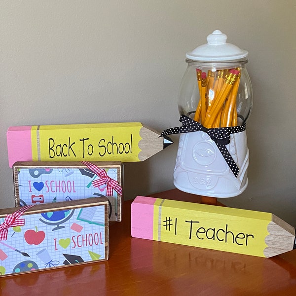 Wooden School Supplies Decor Etsy