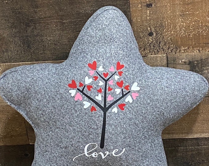 LOVE pillow Valentine’s Day decor accent pillow heart tree red white pink hearts tree Love Throw pillow heart star gray farmhouse style deco
